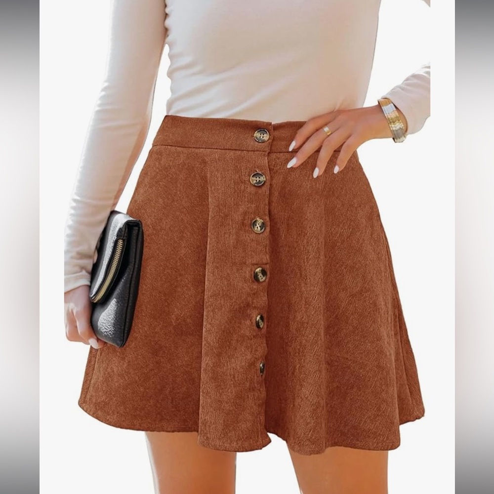 Amazon Brown A-Line Button Skirt